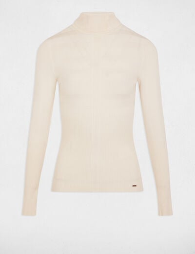 Fitted high neck sweater ivory women