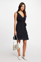 Wrap midi dress navy women