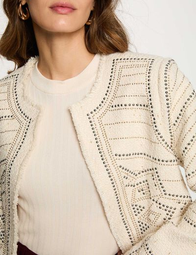 Studded straight jacket ivory women