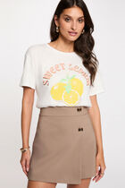 High-waisted skirt shorts taupe women