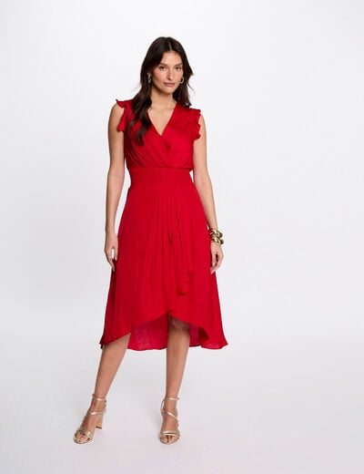 Sleeveless loose straight dress red women