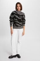 Printed jumper high collar anthracite grey women