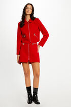 Jupe droite zippée rouge femme