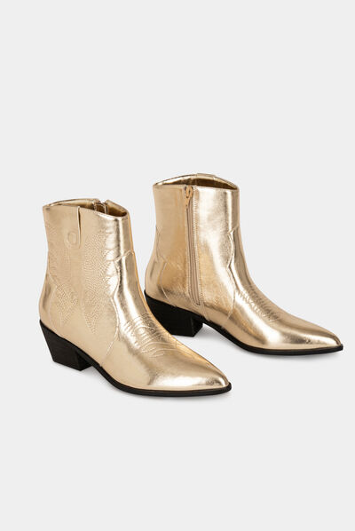 Metallised boots with heels gold ladies'