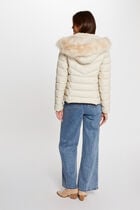 Doudoune simili cuir capuche ivoire femme