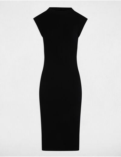 Fitted mini knitted dress black women