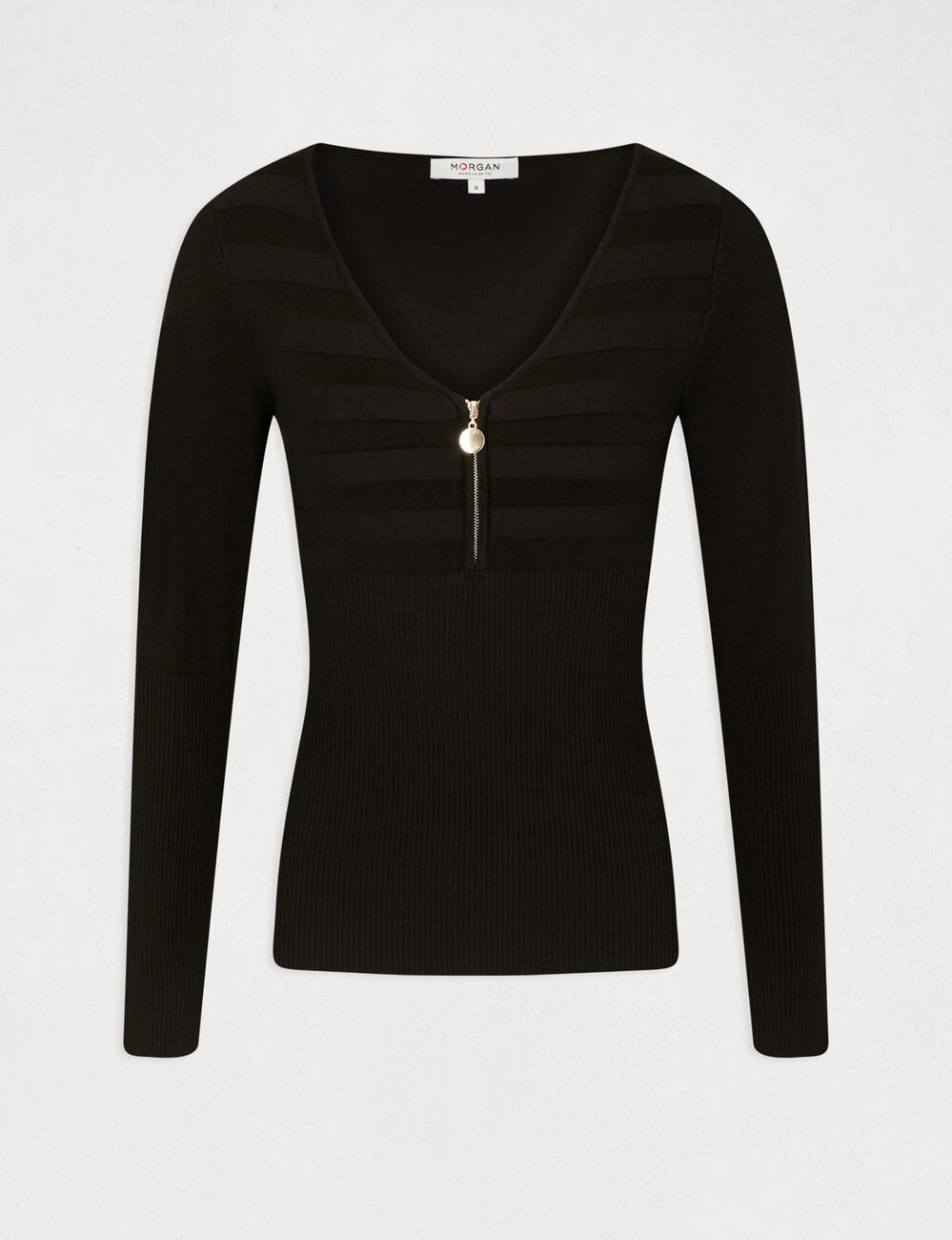 Long-sleeved jumper with zipped detail black women