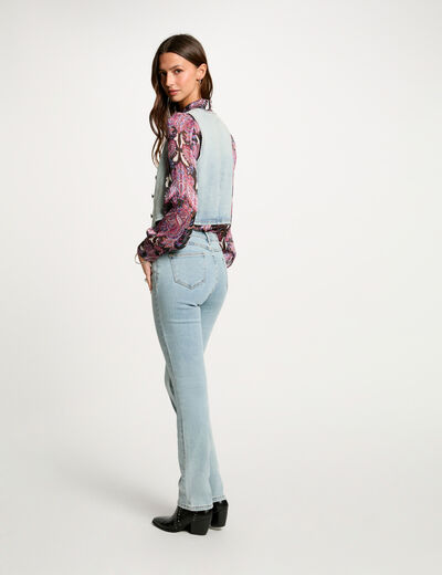 Sleeveless denim top bleach denim women