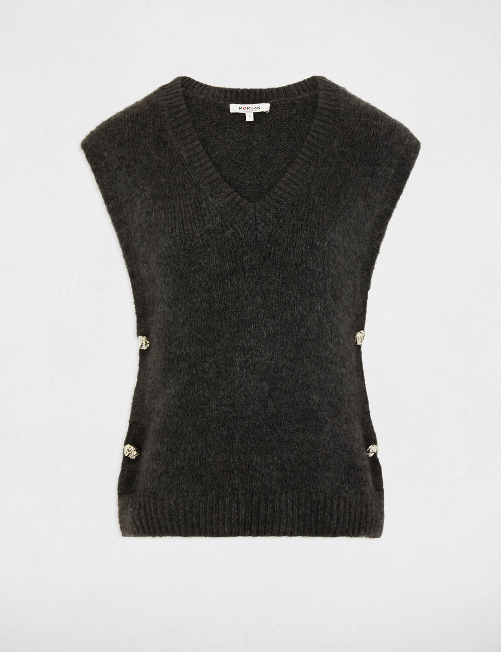 Sleeveless jumper dark grey women