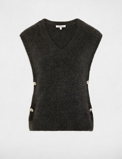 Sleeveless jumper dark grey women
