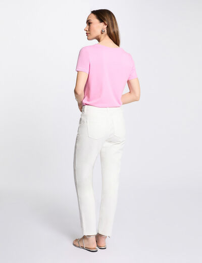 Embroidered straight jeans white women