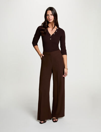 Flowy wide-leg trousers dark brown women