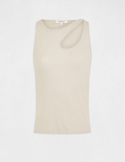 Vest top with opening on shoulder ivory ladies'