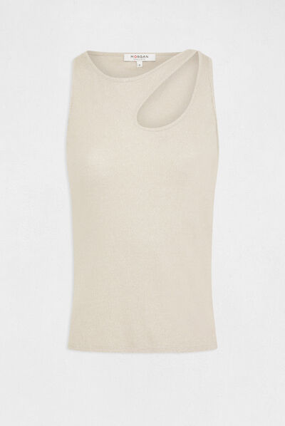 Vest top with opening on shoulder ivory ladies'
