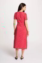 Mid-length dress with V-neck red women