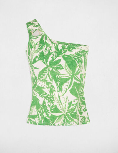 Printed asymmetrical top multicolored women