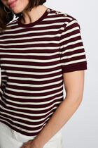 Striped t-shirt with round neck plum women