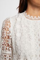 Short-sleeved blouse with lace ivory women