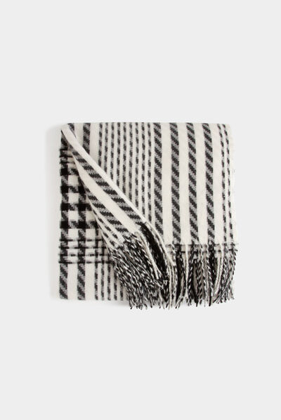 Check print scarf black ladies'