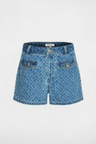 Chevron jacquard shorts denim stone women