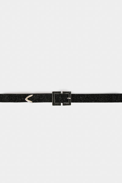 Belt with rhinestones black ladies'