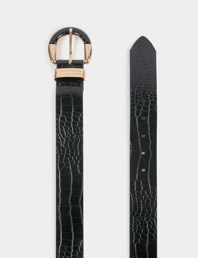 slim crocodile effect belt black women Slim crocodile-effect belt black women