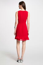 Wrap midi dress red women