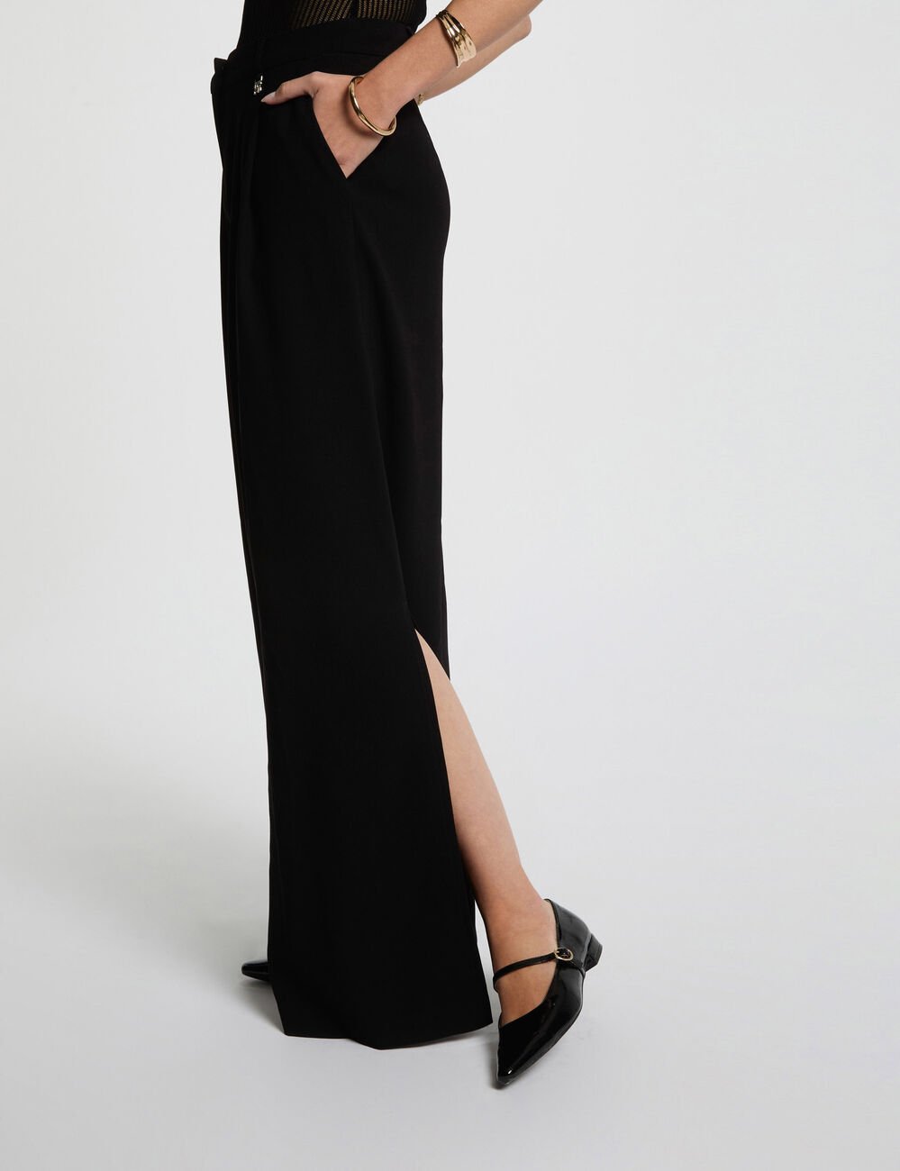 Pantalon large fluide noir femme