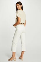 Pull col en V manches courtes beige clair femme