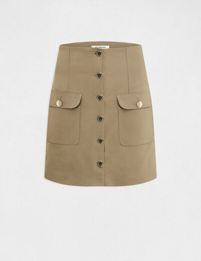 Straight buttoned skirt with pockets mid-green ladies'