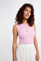 Sleeveless knitted vest top pastel pink women