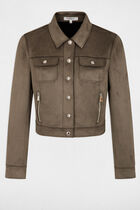 Buttoned suede jacket khaki green women