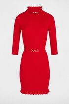Fitted jumper dress with ornament red women