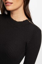 Ribbed jumper high collar black women
