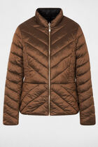 Satin reversible puffer jacket bronze color women