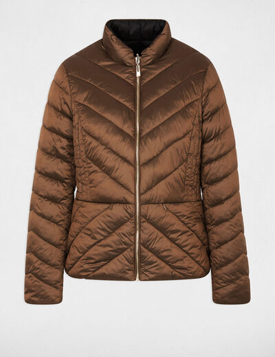 Satin reversible puffer jacket bronze color women