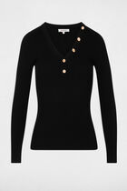 Fitted V-neck sweater black women