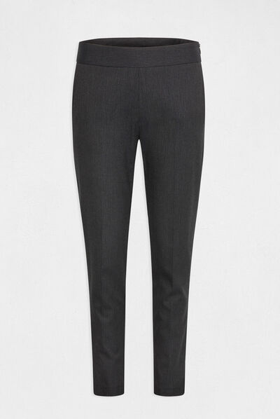 Cropped fitted trousers with stripes anthracite grey ladies'