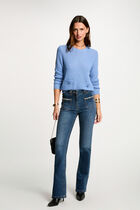 Bootcut jeans fringes details stone wash denim women