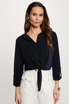 Shirt with notched collar navy blue women