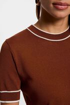Pull manches courtes marron cognac femme