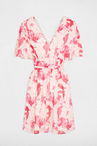 Robe cache-coeur manches volant&eacute;es multicolore femme