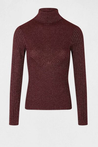 Long-sleeved jumper with turtleneck plum ladies'