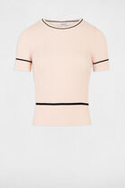 Pull manches courtes rose clair femme