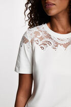 Lace t-shirt with short sleeves white women