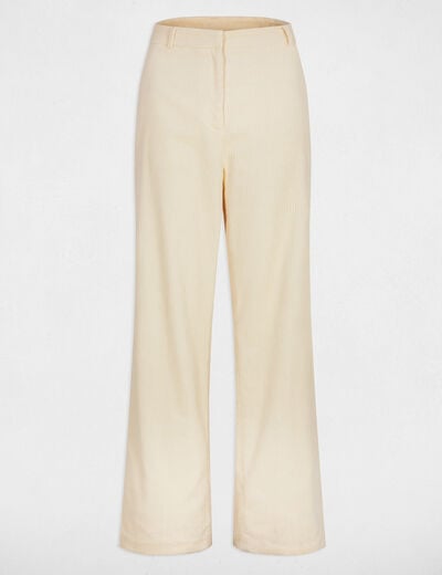 Wide-leg velvet trousers ecru women