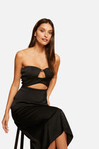 Sleeveless midi A-line dress black ladies'