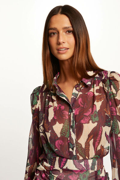 Long-sleeved shirt with vegetal print multico ladies'