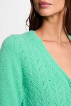 Long-sleeved cardigan openwork details mint green women