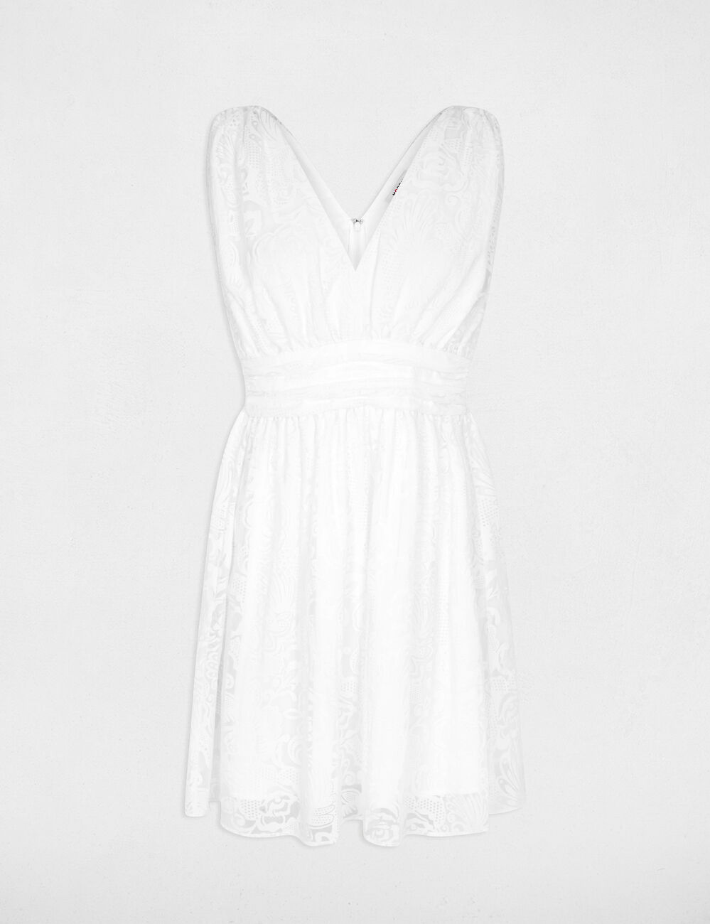 Jacquard dress with V-neck white women